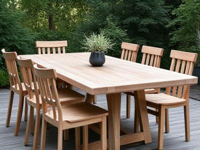 Robust utendørs spisebord i impregnert tre